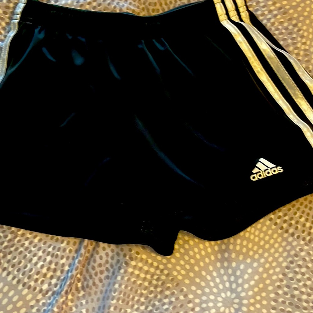 Black and white adidas short for girls size medium